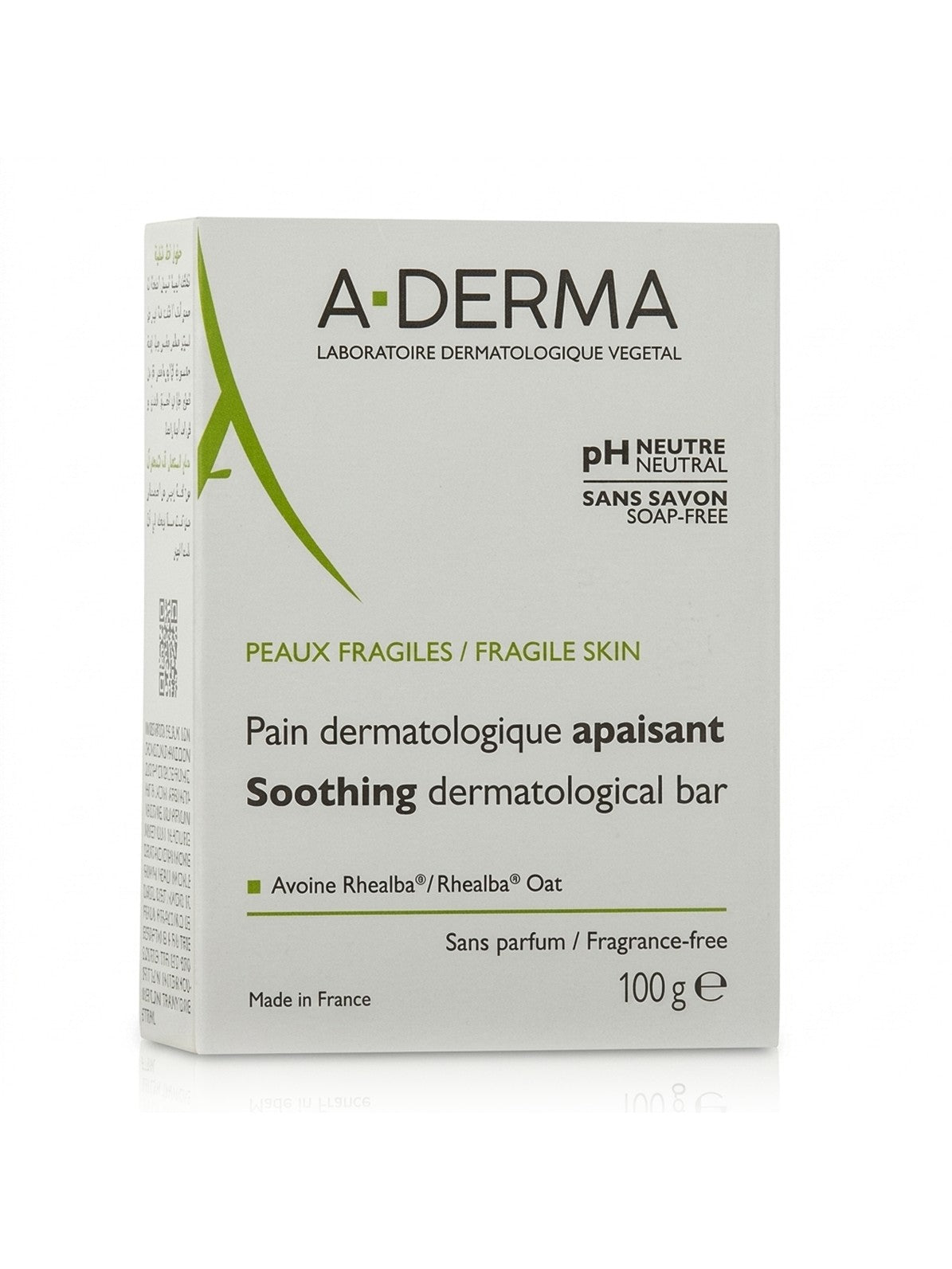 Pain dermatologique A-Derma apaisant à l'avoine Rhealba, boîte blanche 100 g peaux fragiles - Orineeds